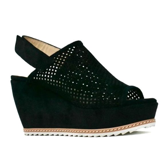 NEW Sacha London Wedge Perforated Slingback Sandal